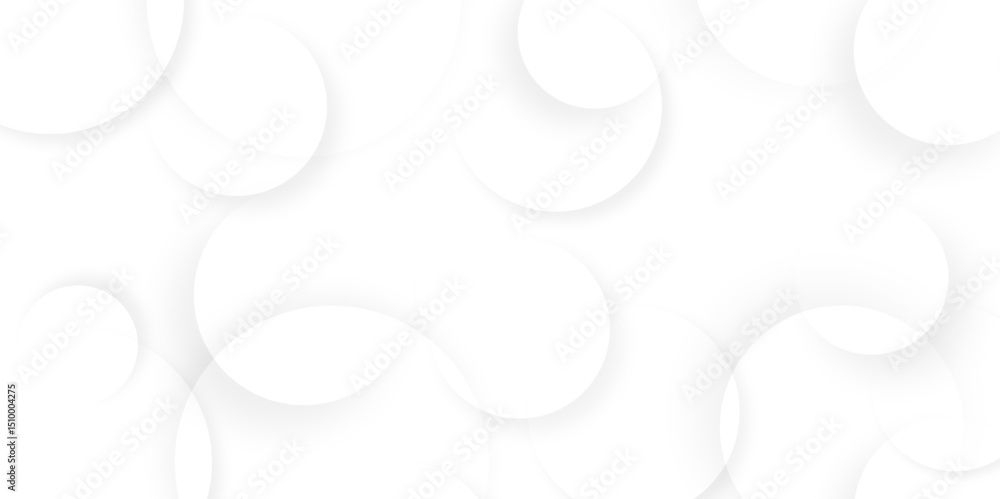 Aufkleber Abstract background with circle white abstract geometric background with soft light white paper circles in design .Gray abstract. Modern design background for report and project presentation template.
