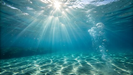 Fototapeta premium Brilliant Sunbeams Pierce Through Crystal Clear Water