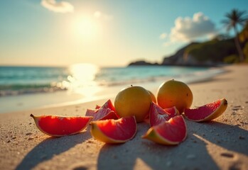Spirited Beach with fruit during backlit