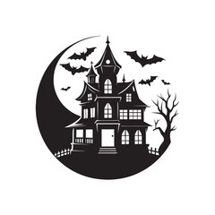 Dark horror-themed silhouette design with classic Halloween elements. Great for event flyers, spooky web graphics, and seasonal marketing.