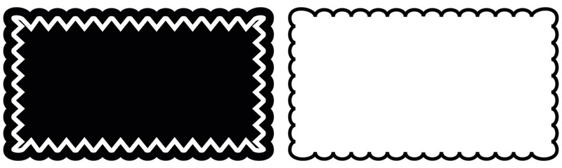 Wavy horizontal frame for greeting cards, wedding and birthday party, picnic invitations in cute elegant style. Hand drawn border illustration for social media banner placard decoration template