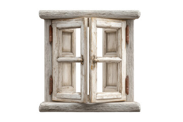 PNG Rustic wooden window with vintage shutters isolated on white background