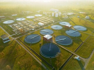 Water purification station with outdoor basins