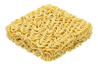 Isolated Block of Uncooked Instant Noodles Macro Shot