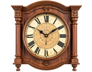 Decorative wall clock with modern numerals, Transparent PNG 