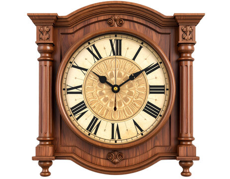 Decorative wall clock with modern numerals, Transparent PNG 