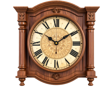 Decorative wall clock with modern numerals, Transparent PNG 