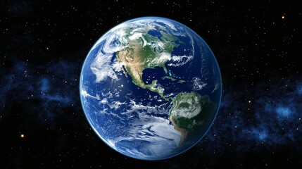 Naklejka premium View of Earth from space with vibrant colors and stars in the background