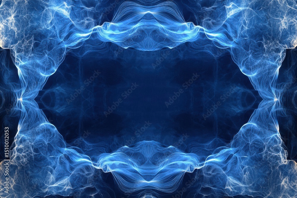 Poster blue lines create dynamic abstract patterns in a computer generated rendering, frame of blue lines 3