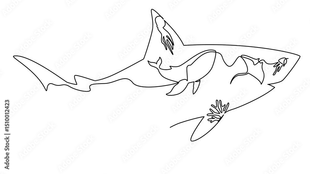 Aufkleber self drawing animation of single one line drawing a woman standing in the middle of pots containing 