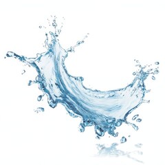 blue water splash on white background, easy to clip path and easy to cutout