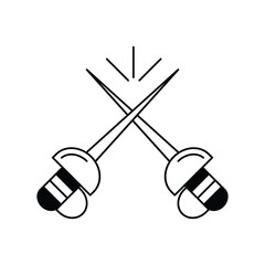 fencing glyph outline icon with white background vector stock illustration