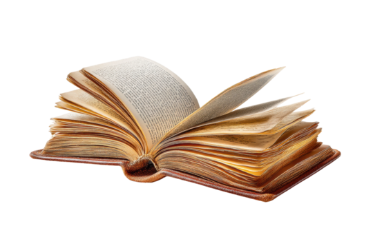 PNG Open antique book with yellowed pages against black background