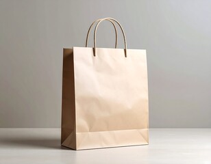 Beige paper shopping bag