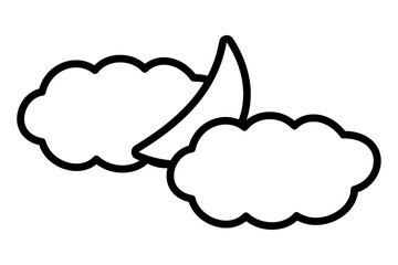 シンプルな月と雲のイラスト