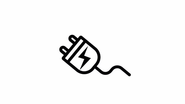 Electric plug line icon animation