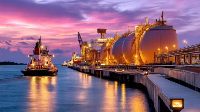 Lng tanker approaching a gas import terminal