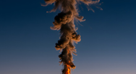 Atmospheric Plume Rises Against Gradient Blue Sky Backdrop