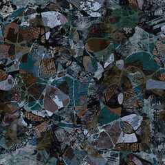 Seamless collage of burlap, cardboard, and denim