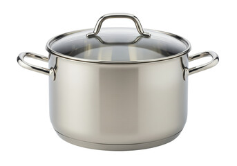 Isolated Stainless Steel Stock Pot with Glass Lid