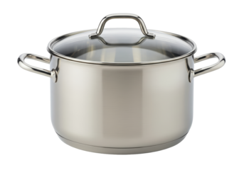 Isolated Stainless Steel Stock Pot with Glass Lid