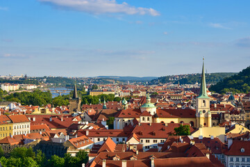 View from Hrad onto rooftops of Mala Strana district, Prague