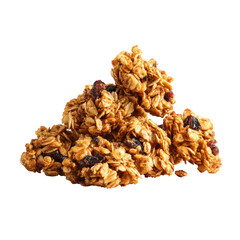 Crunchy granola clusters made from oats, honey, and dried fruits, showcasing deliciously wholesome snack option. Perfect for breakfast or quick energy boost, these clusters are both nutritious