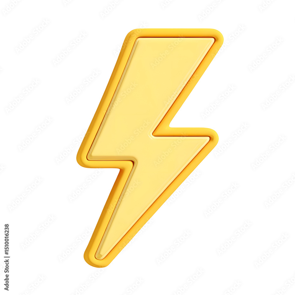 Aufkleber a vibrant three dimensional yellow lightning bolt icon against a clean white background rendered wit
