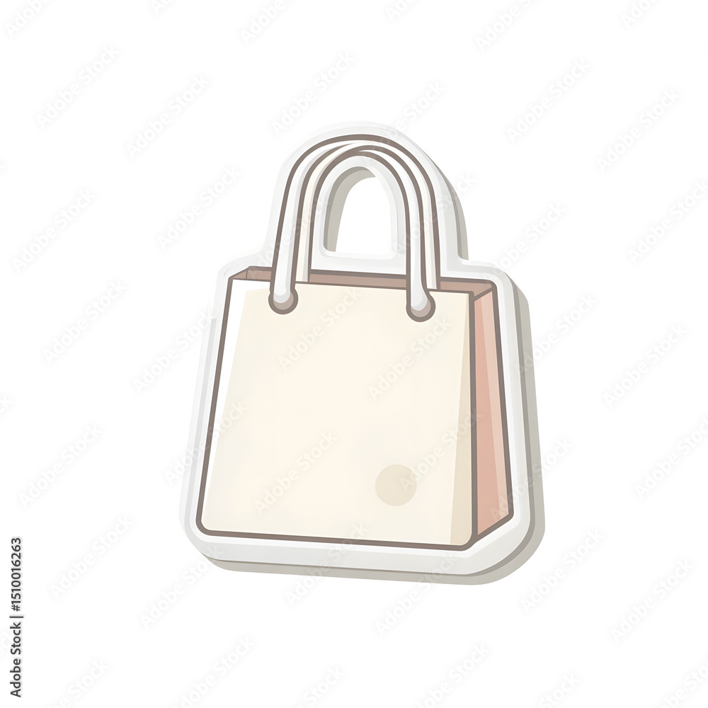 Aufkleber a simple stylized shopping bag icon with a clean flat design aesthetic and a soft neutral color pale