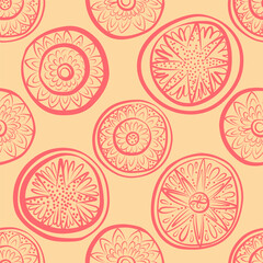Hand-Drawn Mandala Ornament – Boho Floral Circle Pattern in Vector Ink Style Decorative vector pattern featuring hand-drawn mandala-style circular ornaments in an ink line art style.