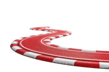 PNG Curved red and white race track on black background