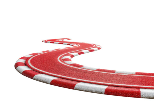 PNG Curved red and white race track on black background