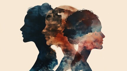 Echoes of Unity: Triptych Silhouettes in Sepia Haze..