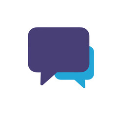 Fototapeta premium Two speech bubbles in purple and blue, communication concept