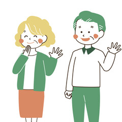 中高年の夫婦のイラスト・シニアカップルの人物素材