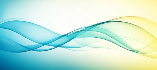 Obraz premium Abstract Dynamic Fluid Wavy Background With Delicate Gradient, Yellow, And Blue Tones