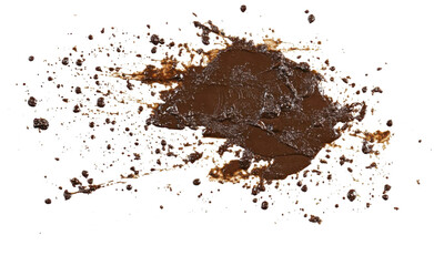 mud splatter texture, isolated on white background