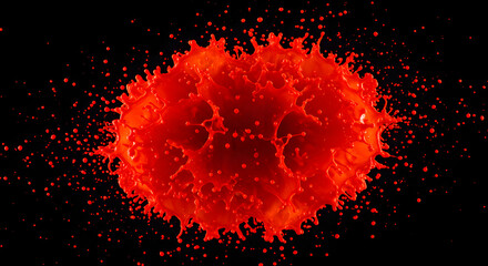 Vibrant Crimson Liquid Burst Against Deep Black Backdrop Design Resource