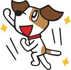 ジャックラッセルテリア犬キャラクター　勝利ポーズ