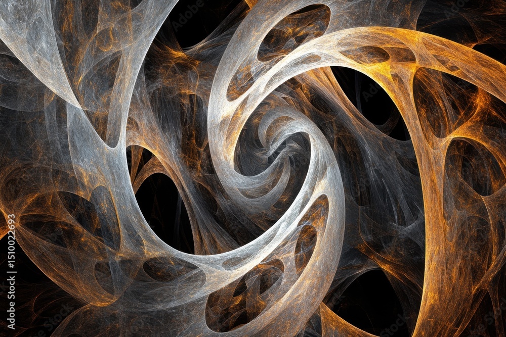 Aufkleber this abstract artwork features swirling patterns in vibrant orange and white against a dark backgrou