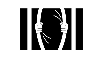 prison escape, black isolated silhouette