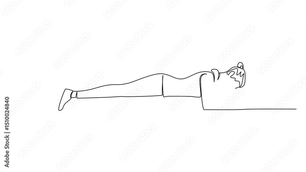 Aufkleber animated self drawing of continuous one line drawing a woman exercising using foam roller. relieves 