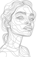 Fototapeta premium Minimalist abstract portrait of a woman with flowing lines Generative AI