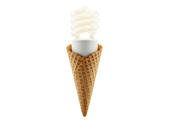 Isolated Compact Fluorescent Lamp in Ice Cream Cone