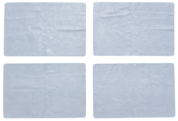 Set of white adhesive glued paper sticker label with transparent background cut out design element