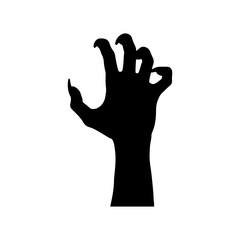Obraz premium Creepy hand silhouette icon vector flat design on white background