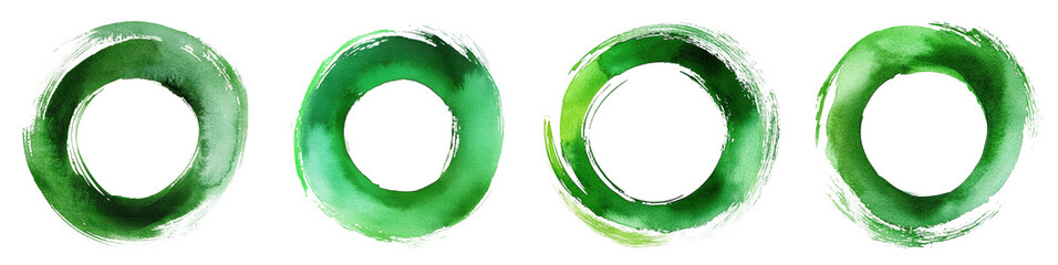 green watercolor circle set on white background