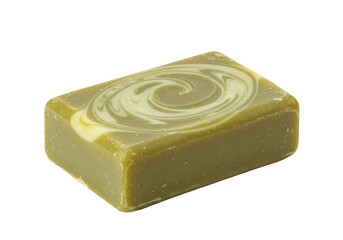 Isolated Swirled Green and White Handmade Soap Bar