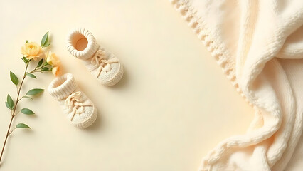Adorable Baby Booties and Soft Blanket Photography A Neutral-Toned Nursery Scene