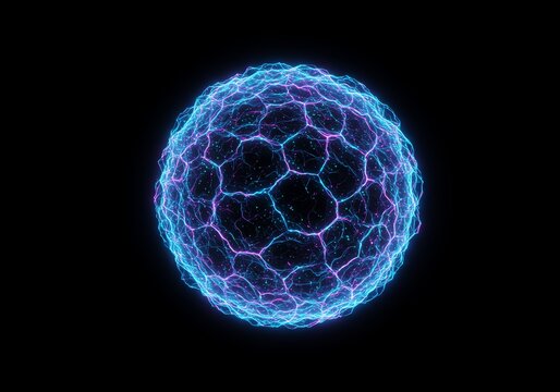 A glowing neural network orb suspended in a dark void, pulsing with data streams and binary code - Powered by Adobe